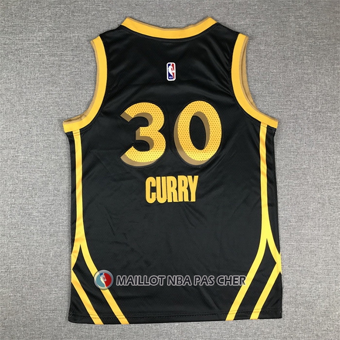 Maillot Enfant Golden State Warriors Stephen Curry NO 30 Ville 2023-24 Noir